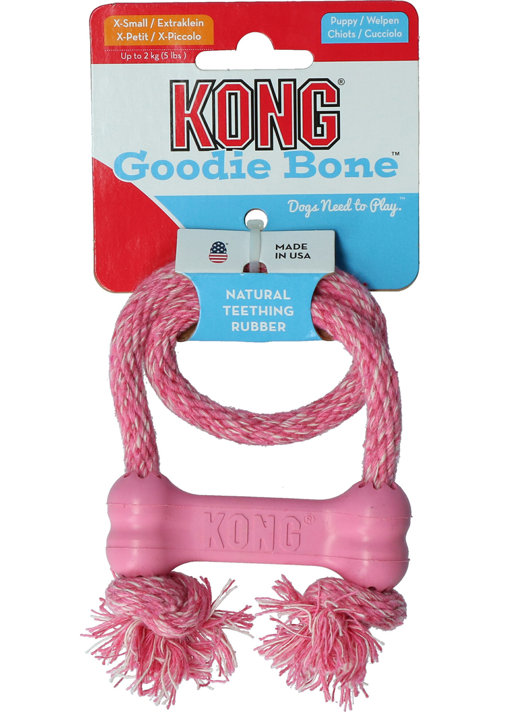 KONG KONG Puppy Goodie Bone met touw Assorti XS