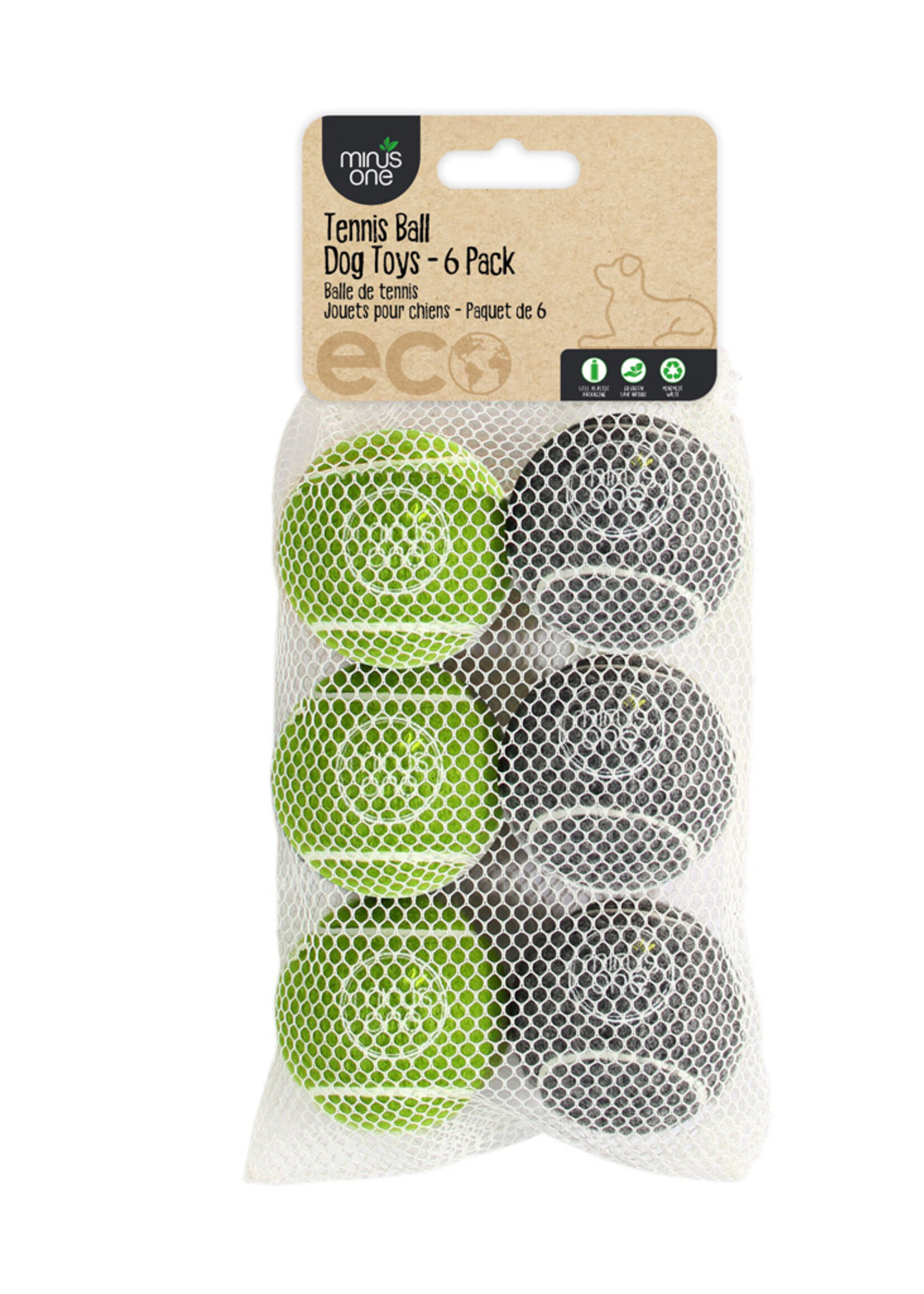 Minus One Minus One Bouncy Tennis Ball Dog Toys 6-pack