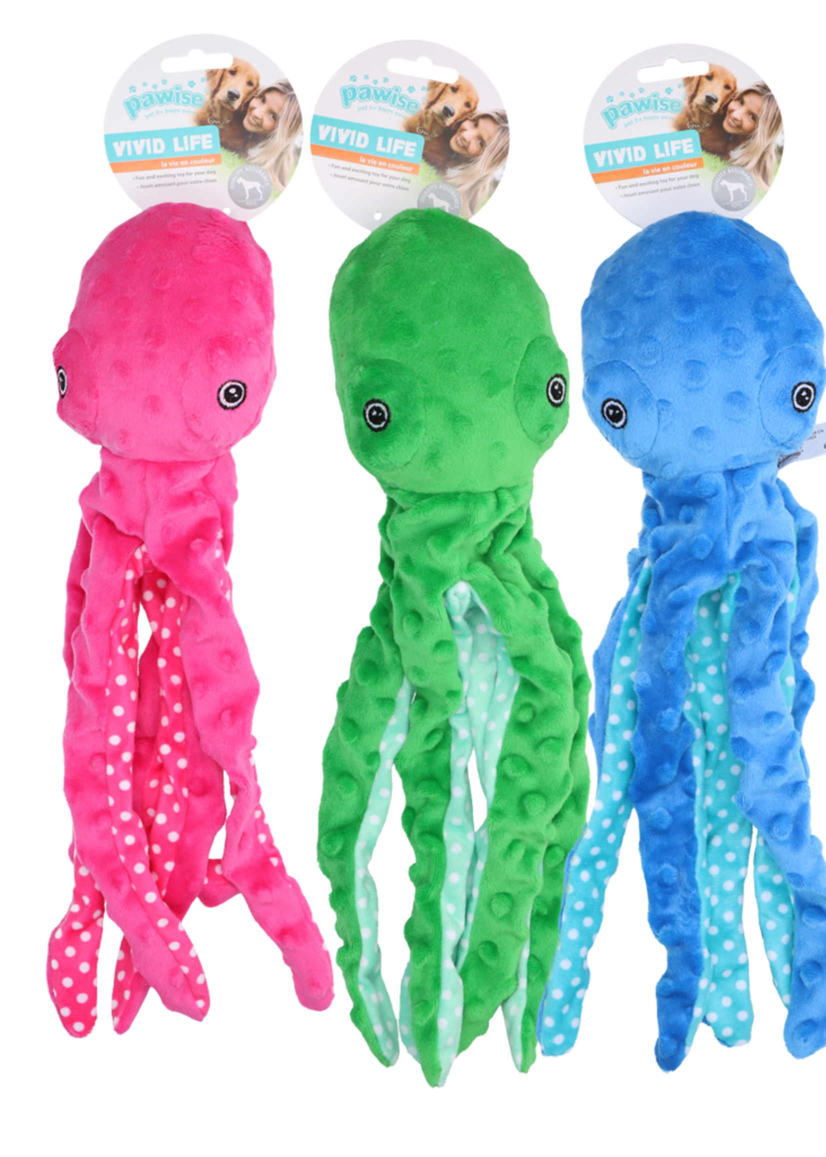 Pawise Pawise Multicolor Plush Octopus (3 colour assorted) M