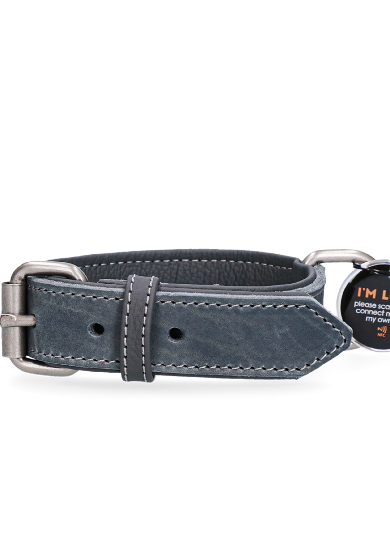 Spotted! Pro Spotted! Pro Leren Halsband Grijs 2,5x40cm