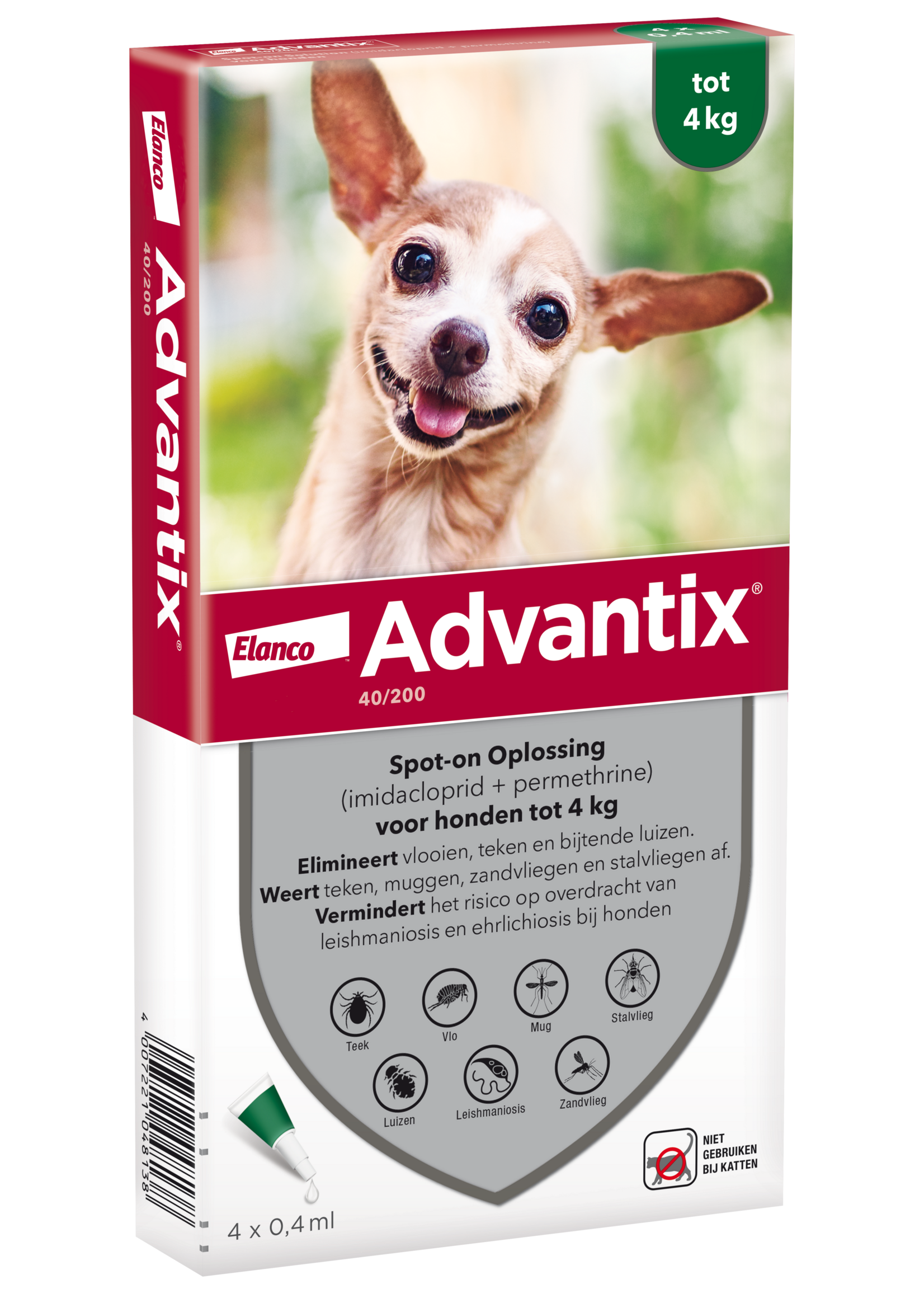 Advantix Advantix vlooien- en tekenpipet voor honden 40/200 (1,5 tot 4kg) 4 pipetten