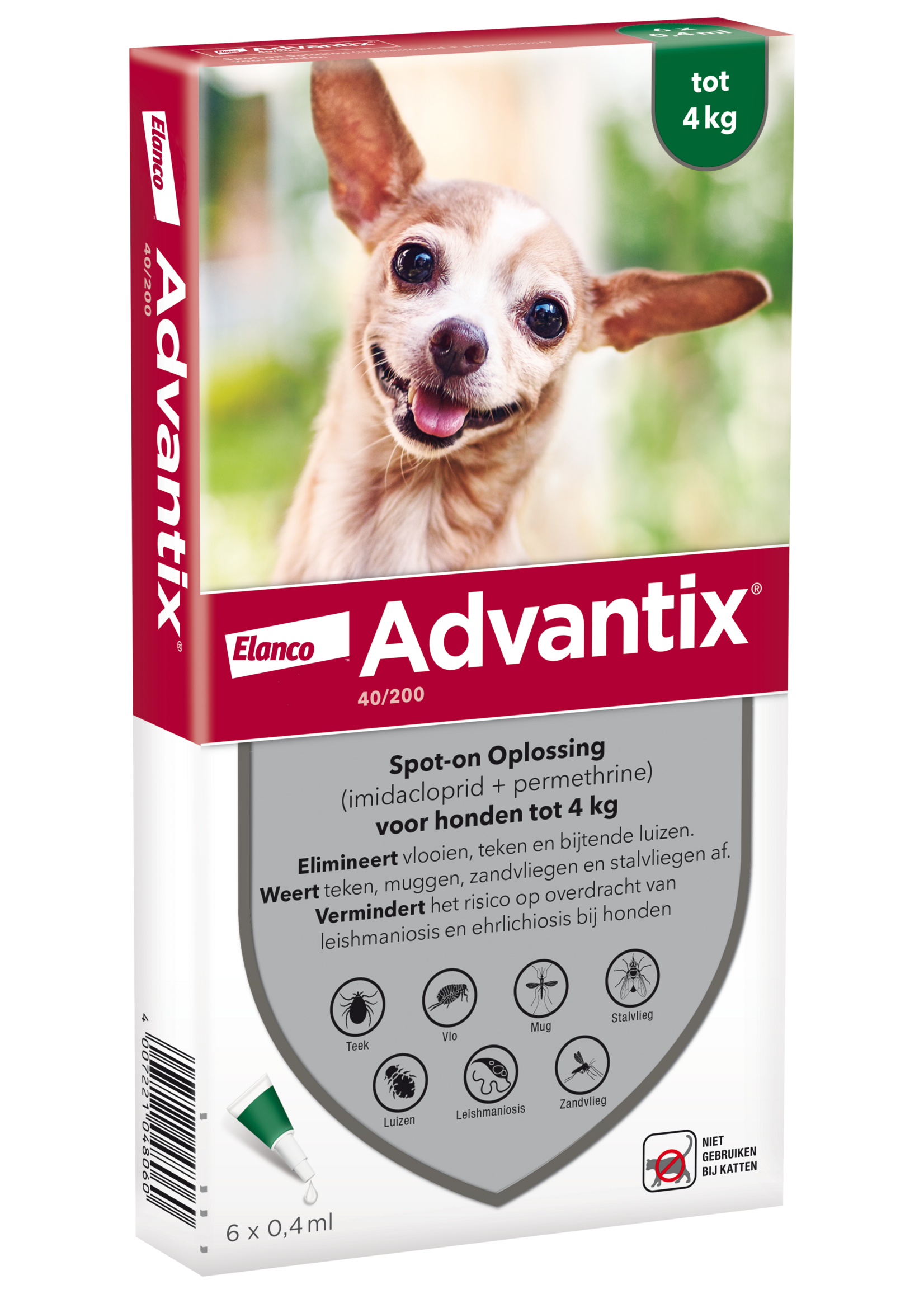 Advantix Advantix vlooien- en tekenpipet voor honden 40/200 (1,5 tot 4kg) 6 pipetten
