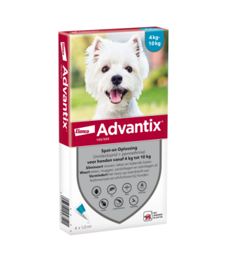 Advantix Advantix vlooien- en tekenpipet voor honden 100/500 (4 tot 10 kg) 4 pipetten