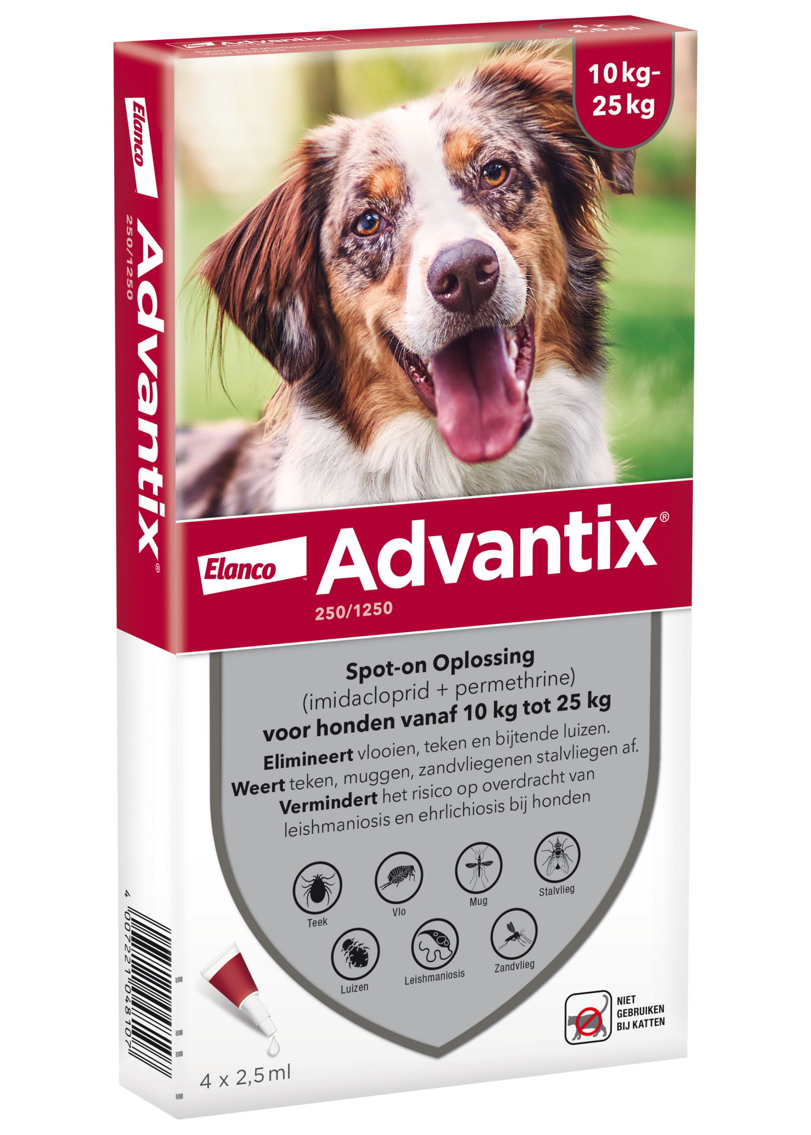 Advantix Advantix vlooien- en tekenpipet voor honden 250/1250 (10 tot 25 kg) 4 pipetten