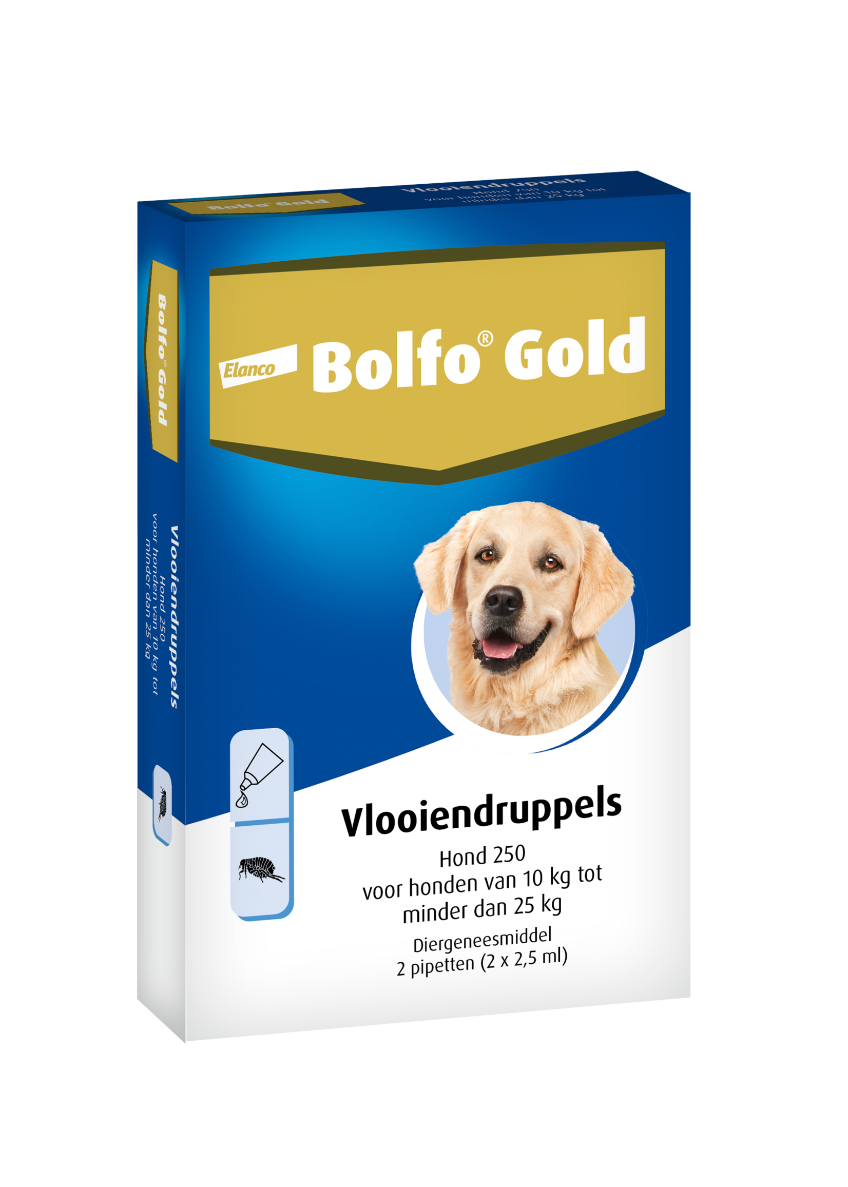 Elanco Bolfo Gold Vlooiendruppels Hond - 10 tot 25 kg - 250 mg 2 pipetten
