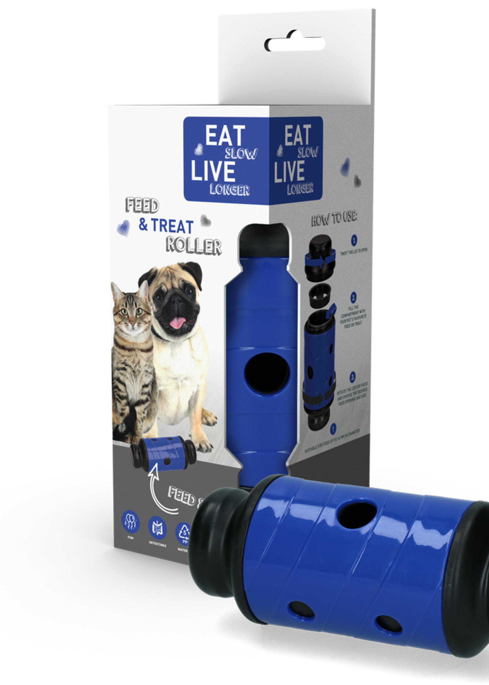 Eat Slow Live Longer Eat Slow Live Longer Feed & Treat Roller Blauw S