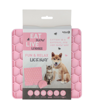 Eat Slow Live Longer Eat Slow Live Longer Lick Mat Honeycomb Roze