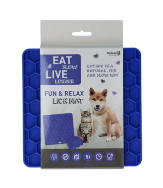 Eat Slow Live Longer Eat Slow Live Longer Lick Mat Honeycomb Blauw