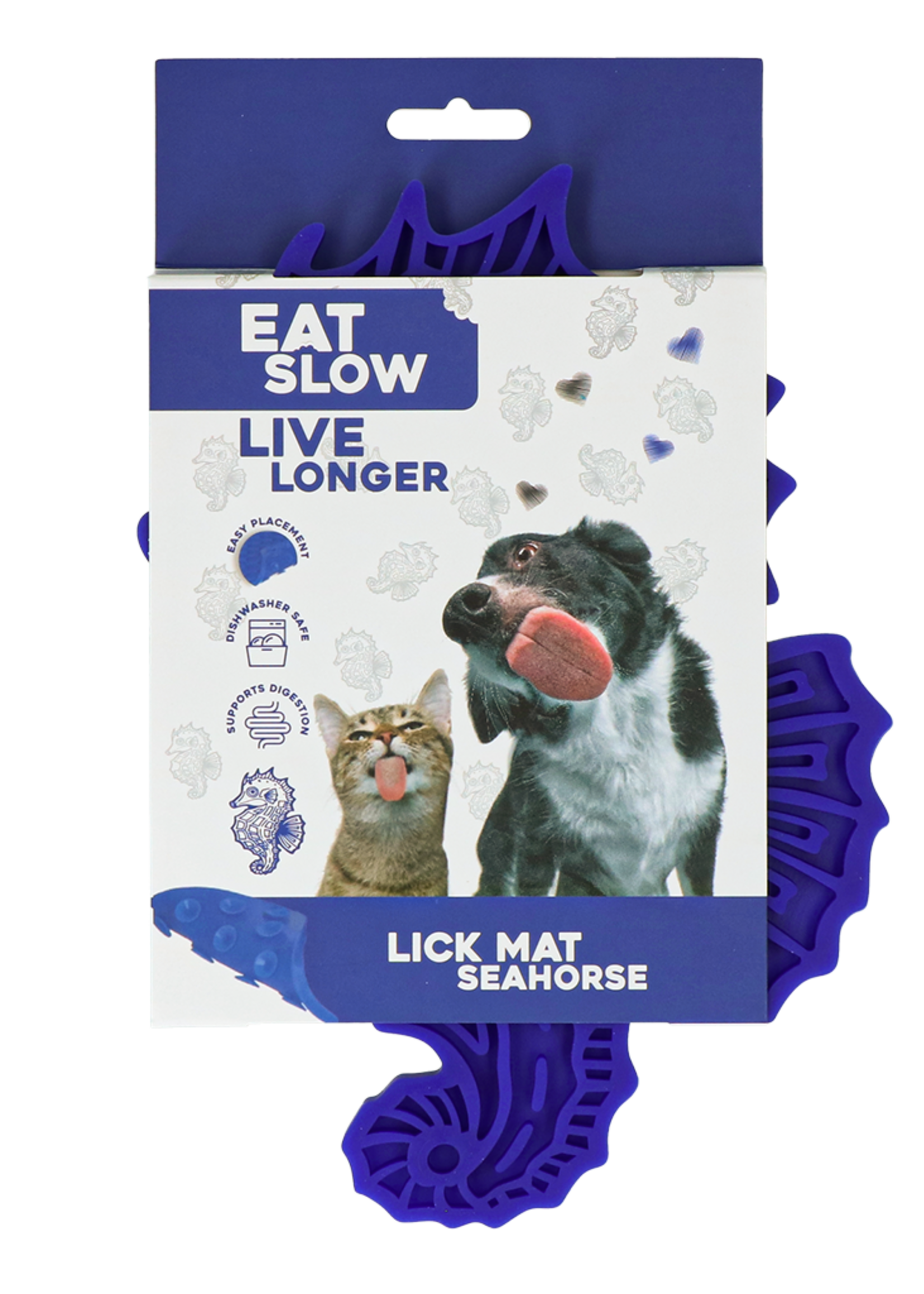 Eat Slow Live Longer Eat Slow Live Longer Lick Mat Seahorse Blauw