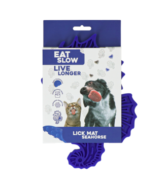 Eat Slow Live Longer Eat Slow Live Longer Lick Mat Seahorse Blauw