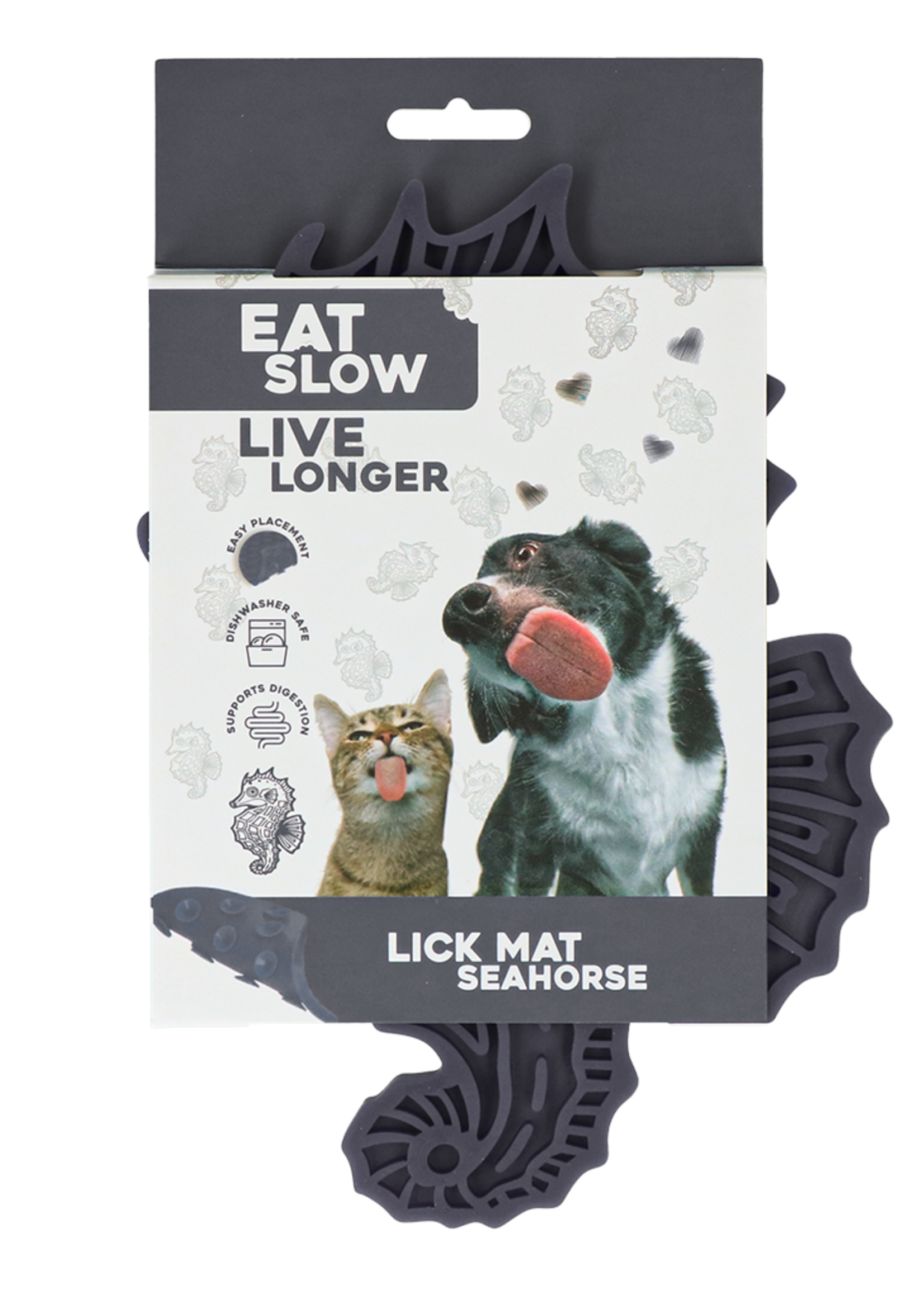 Eat Slow Live Longer Eat Slow Live Longer Lick Mat Seahorse Grijs