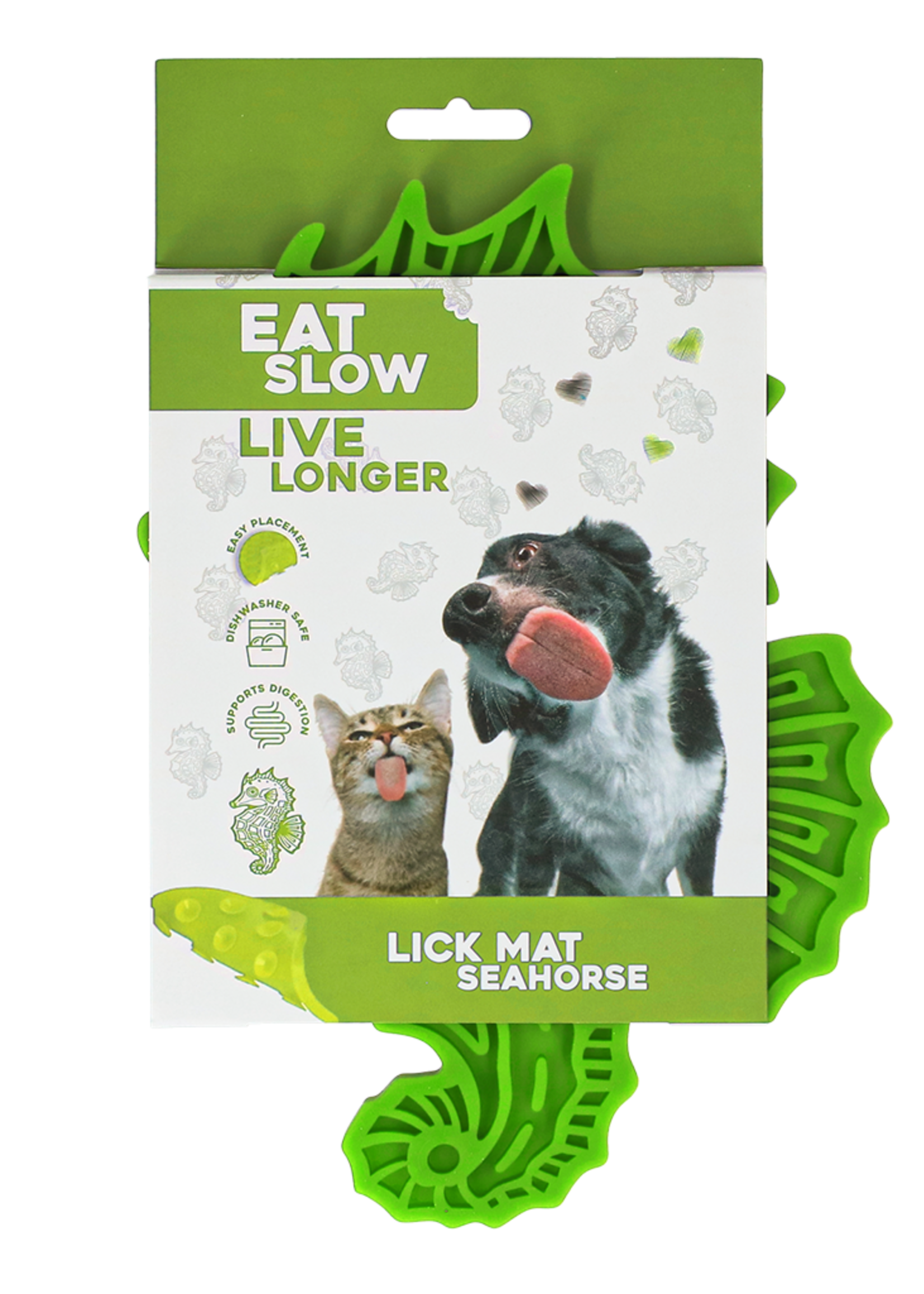 Eat Slow Live Longer Eat Slow Live Longer Lick Mat Seahorse Groen