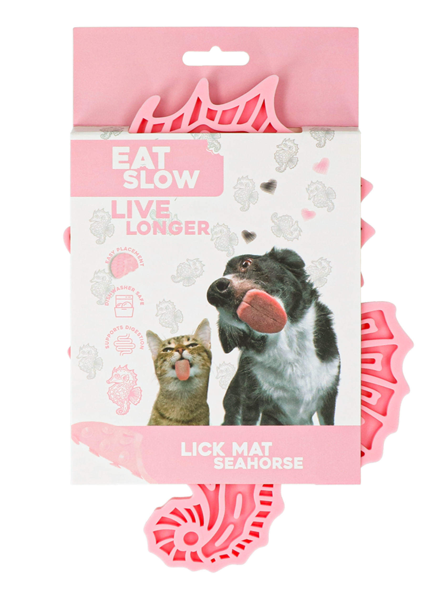 Eat Slow Live Longer Eat Slow Live Longer Lick Mat Seahorse Roze