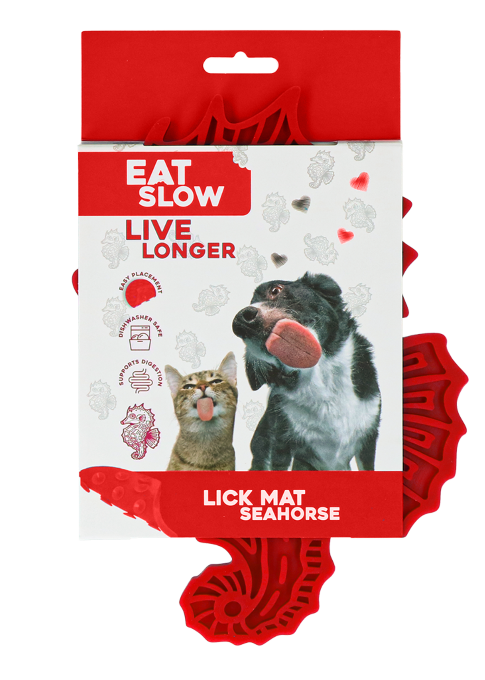 Eat Slow Live Longer Eat Slow Live Longer Lick Mat Seahorse Rood