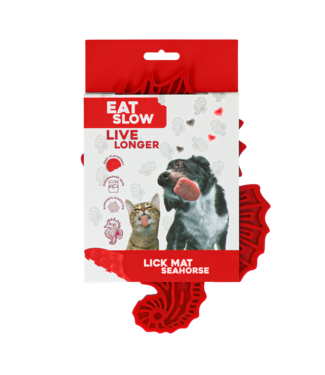 Eat Slow Live Longer Eat Slow Live Longer Lick Mat Seahorse Rood