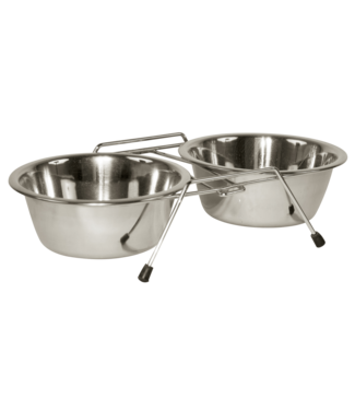 Merkloos RVS Voerbak Twin Feeder 2 x 450 ml