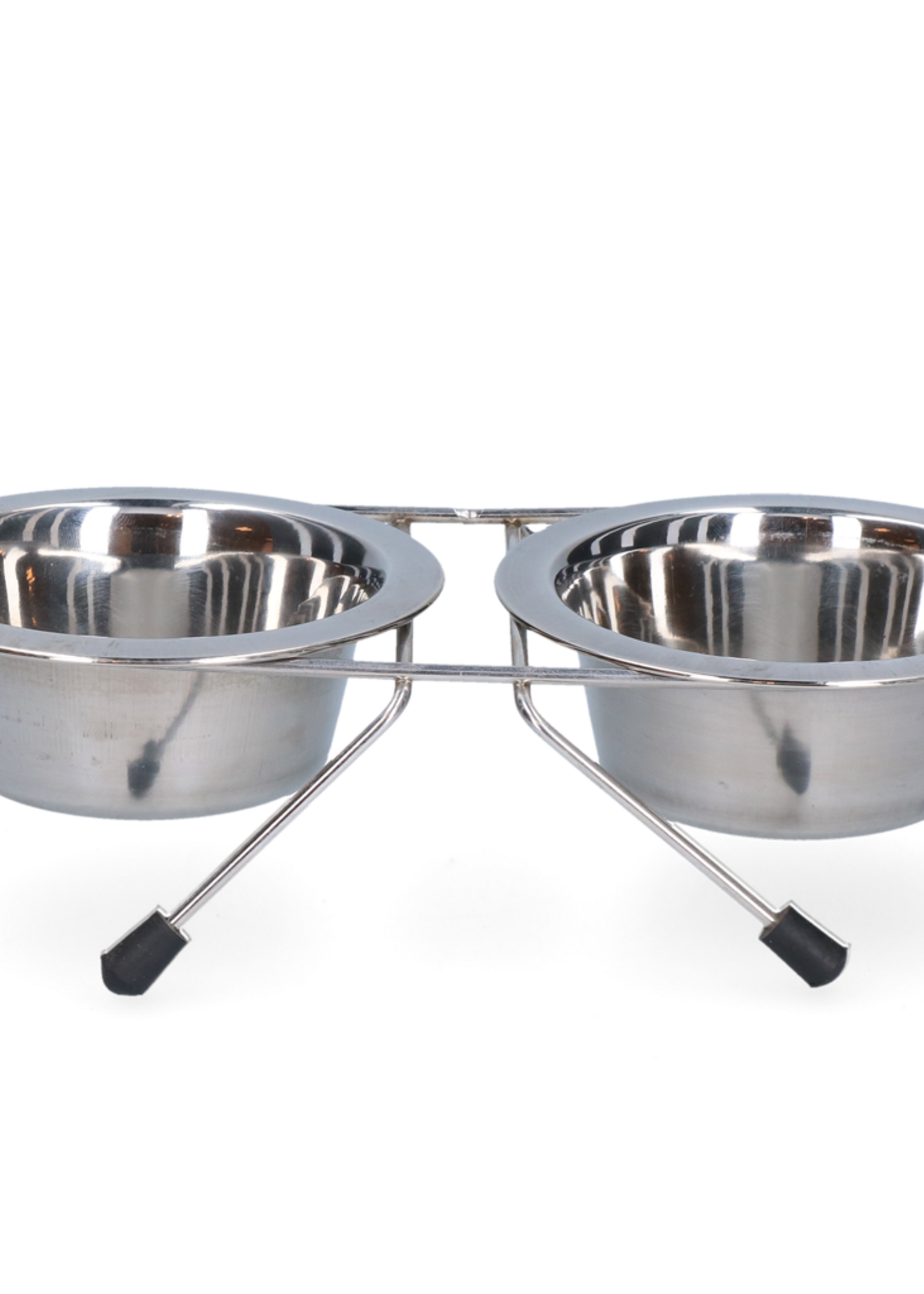 Merkloos Voer en drinkbak RVS met standaard Ø 11 cm (200 ml)