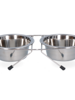 Merkloos Voer en drinkbak RVS met standaard Ø 13 cm (350 ml)