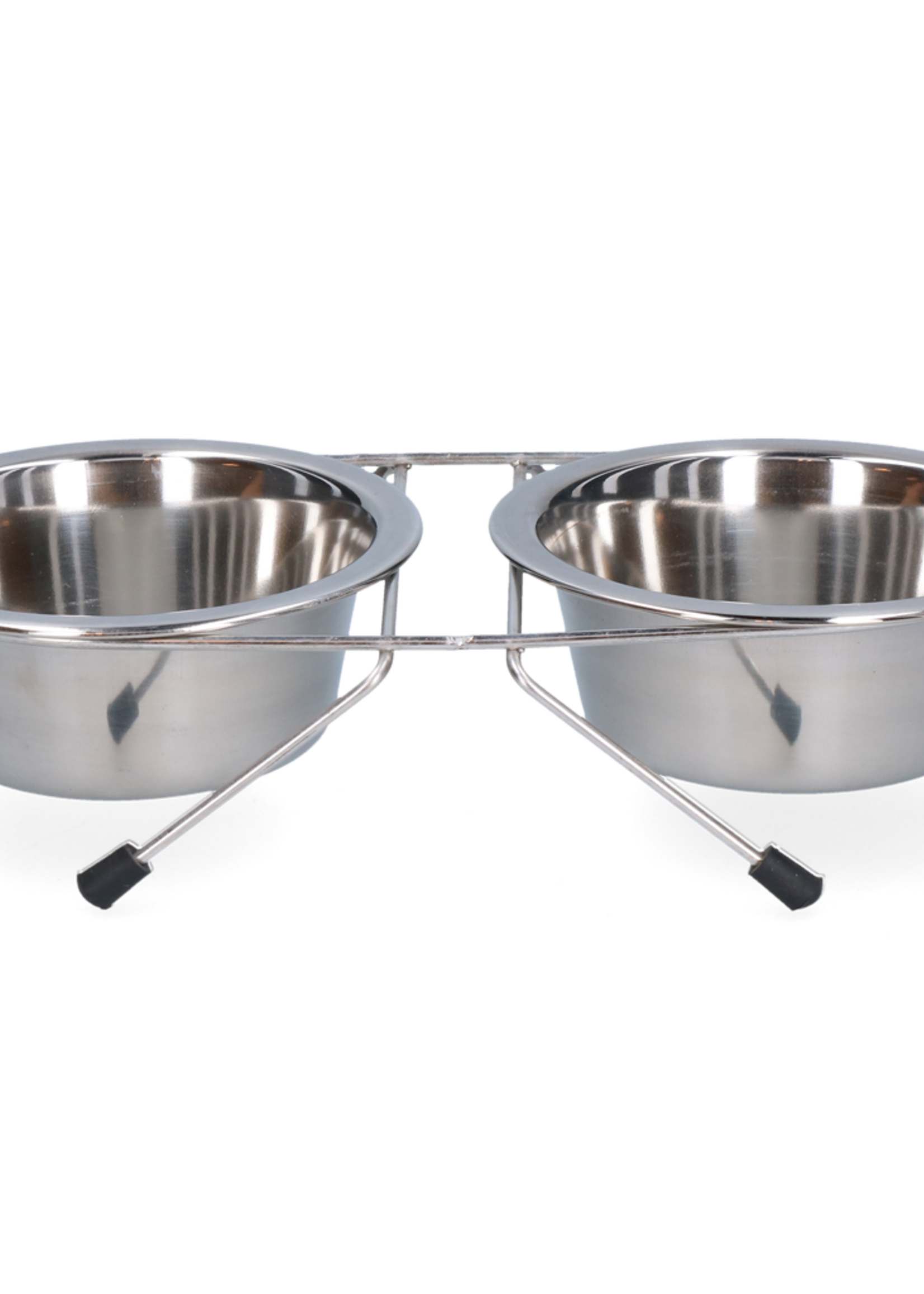 Merkloos Voer en drinkbak RVS met standaard Ø 13 cm (350 ml)