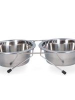 Merkloos Voer en drinkbak RVS met standaard Ø 16 cm (750 ml)