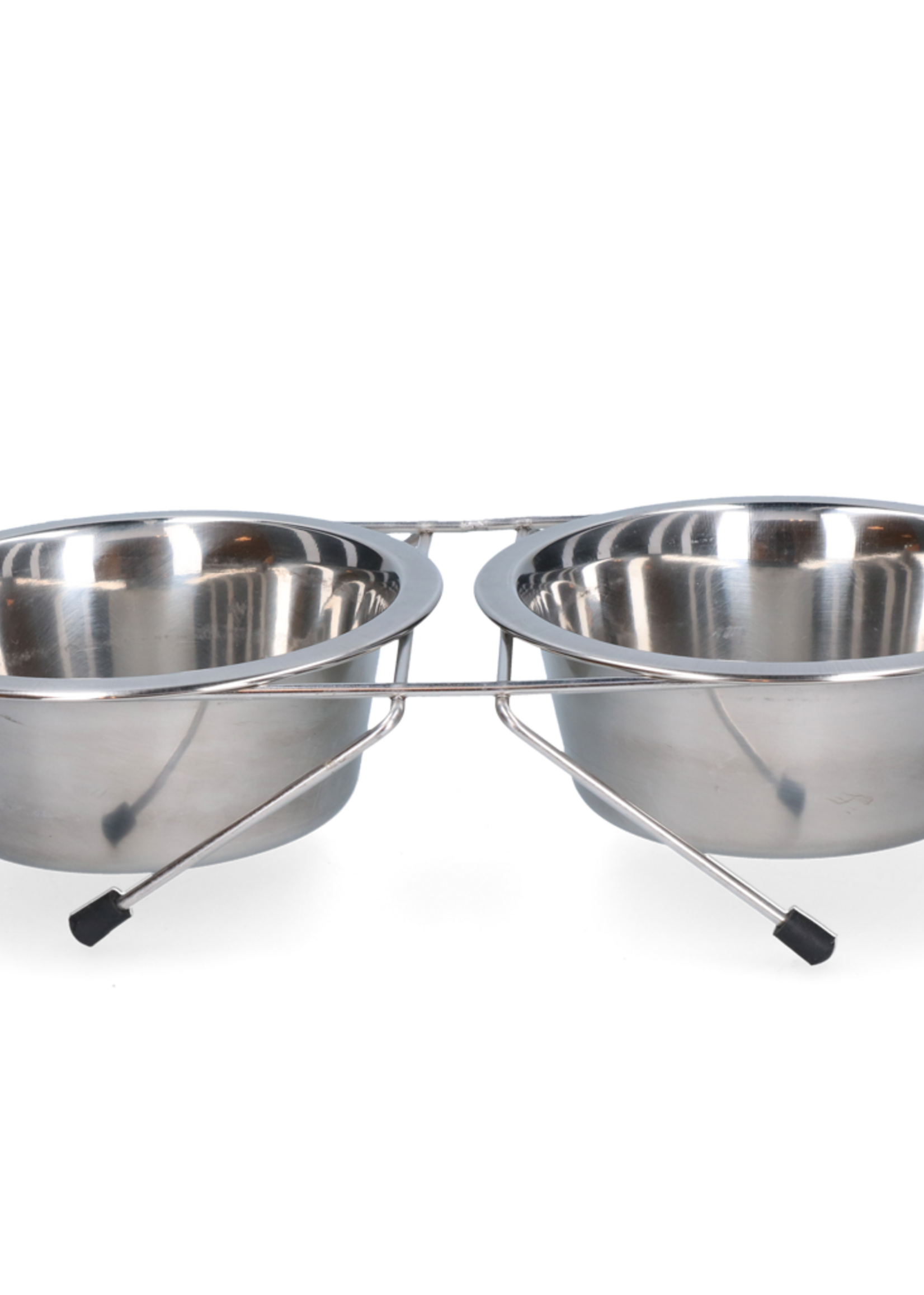 Merkloos Voer en drinkbak RVS met standaard Ø 16 cm (750 ml)