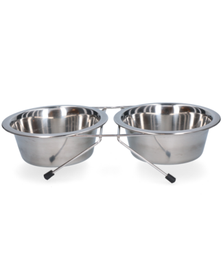 Merkloos Voer en drinkbak RVS met standaard Ø 16 cm (750 ml)