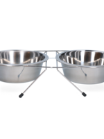 Merkloos Voer en drinkbak RVS met standaard Ø 21 cm (1750 ml)