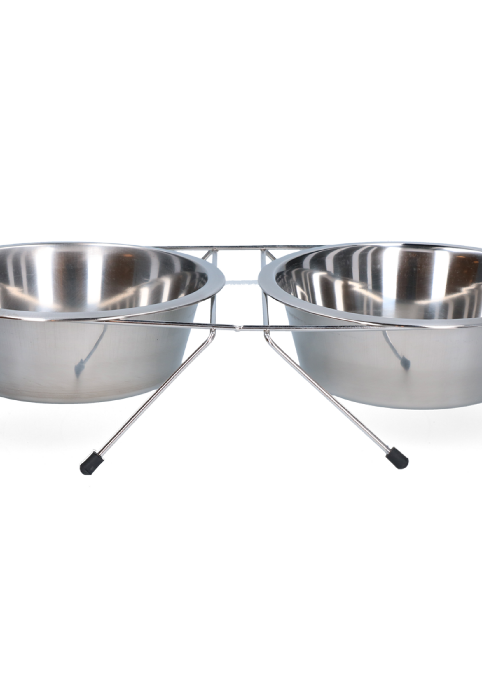 Merkloos Voer en drinkbak RVS met standaard Ø 21 cm (1750 ml)