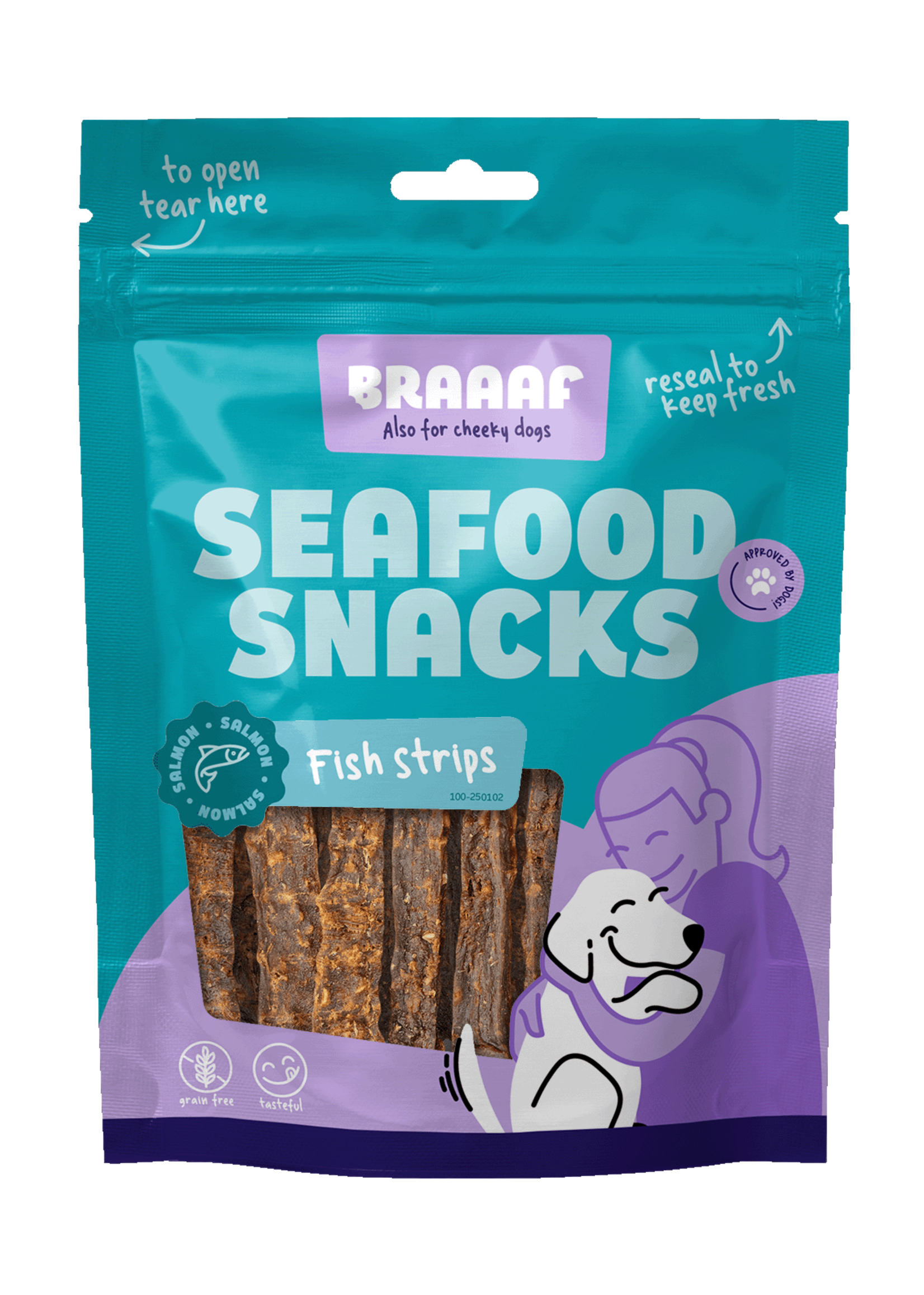 Braaaf Braaaf Seafood Zalm Visstrips - 12 cm