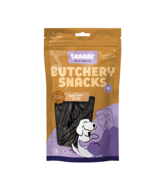 Braaaf Braaaf Butchery Snacks Runderlever reepjes 150 g