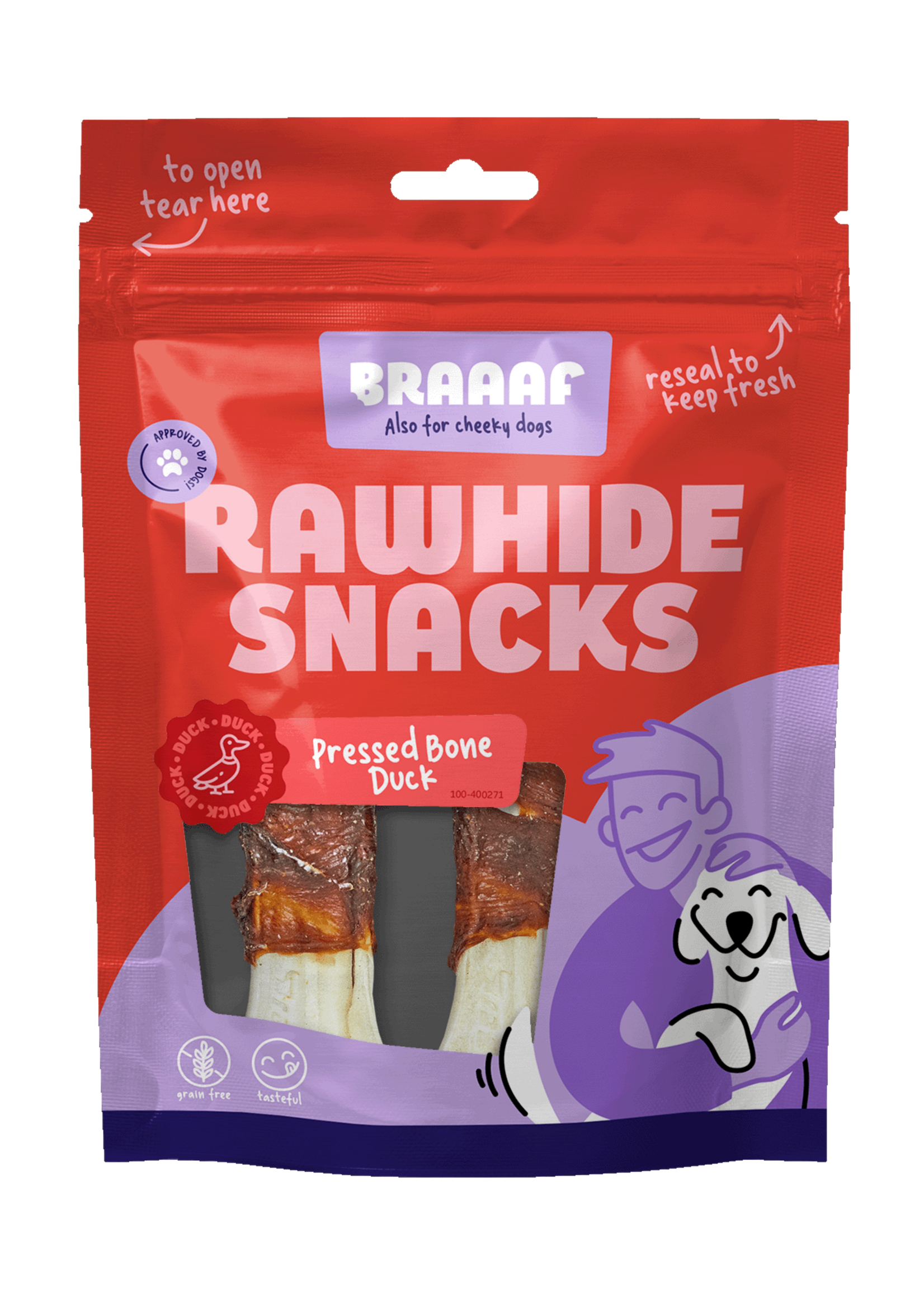 Braaaf Braaaf Rawhide Pressed Bone Eend - 12,5 cm