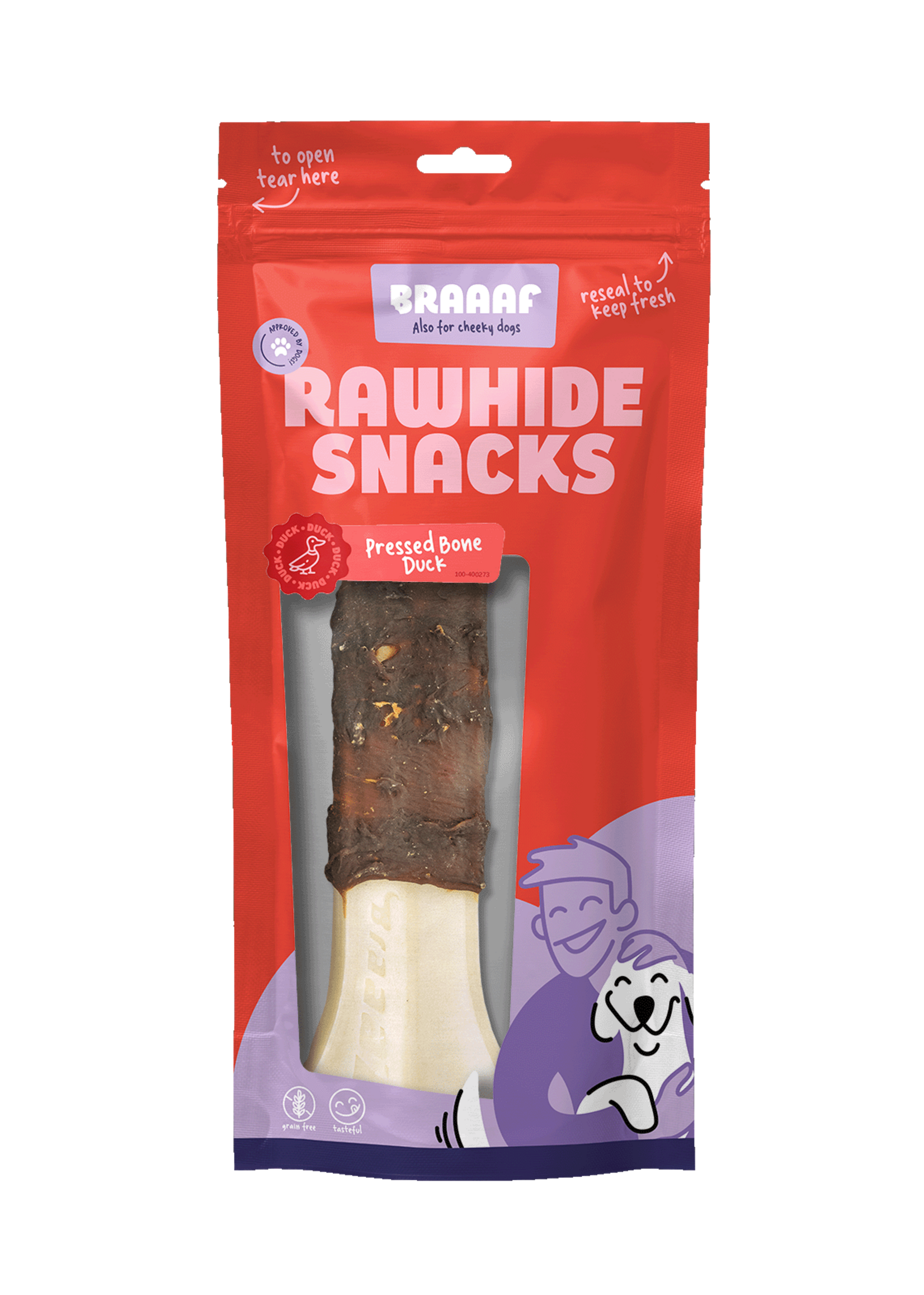 Braaaf Braaaf Rawhide Pressed Bone Eend - 20 cm