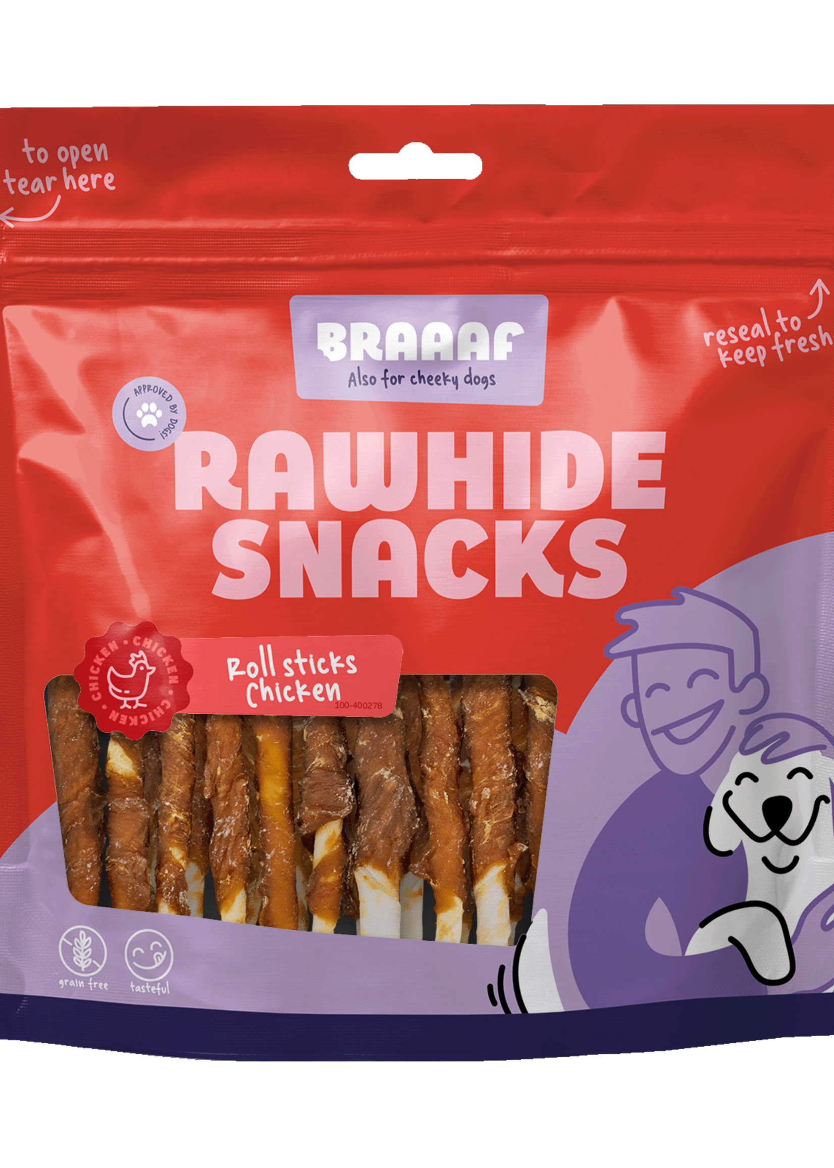 Braaaf Braaaf Rawhide Roll Sticks Kip - 30 st.