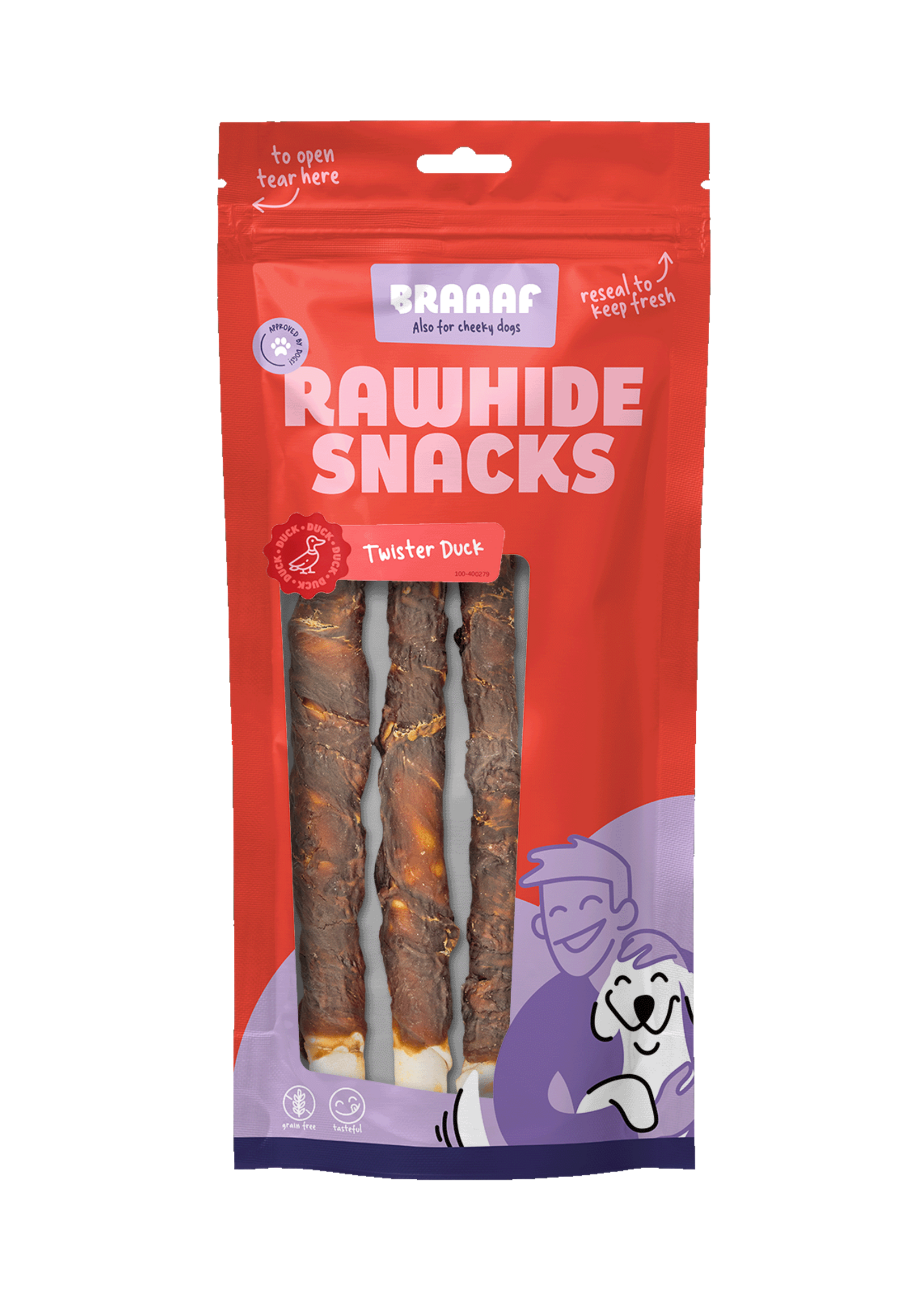 Braaaf Braaaf Rawhide Twister Eend (3 st.) - 25 cm