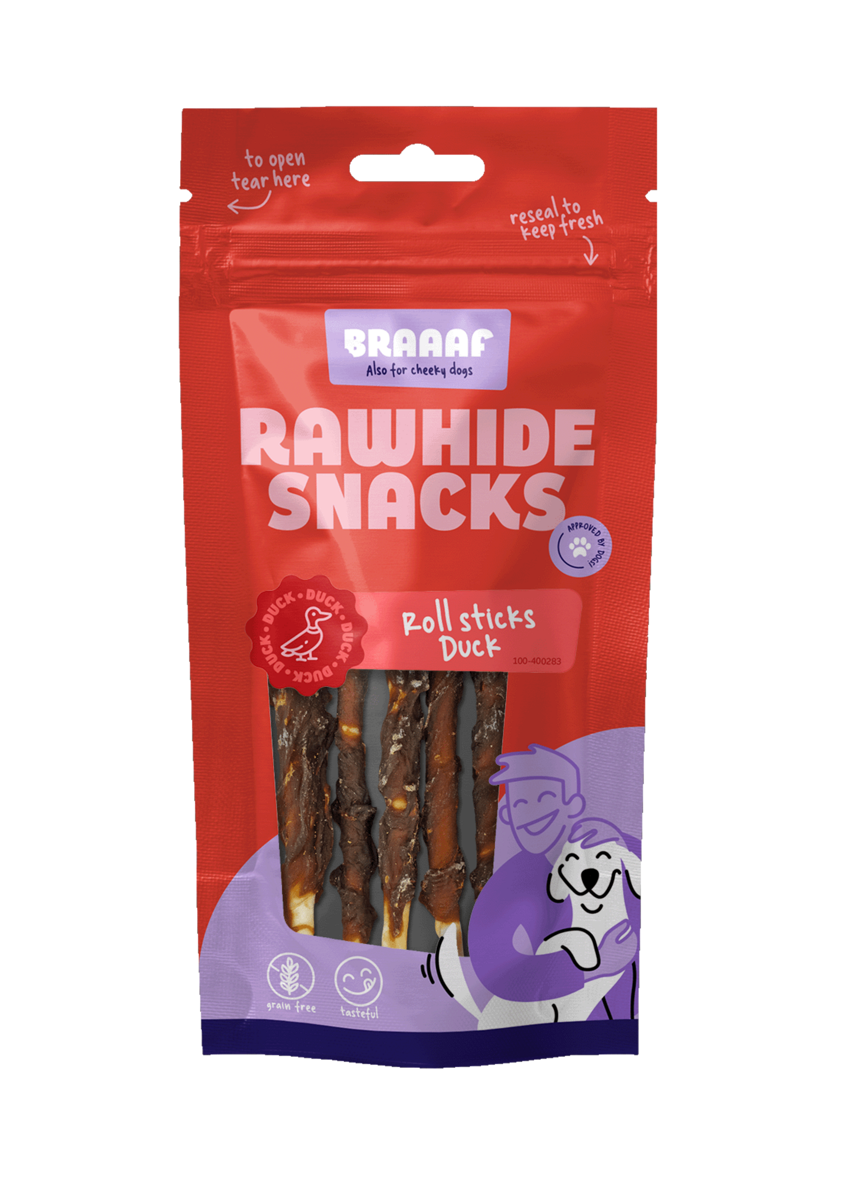 Braaaf Braaaf Rawhide Roll Sticks Eend - 8 st.