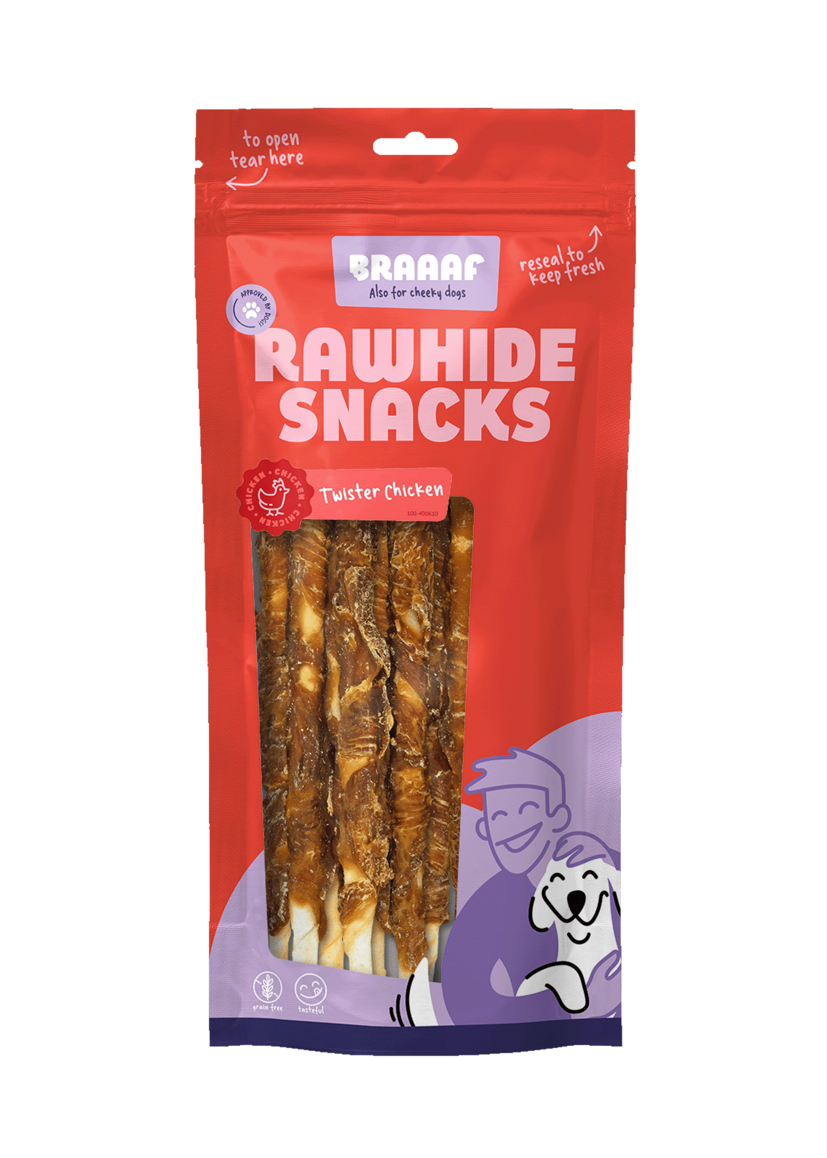 Braaaf Braaaf Rawhide Twister Kip (8 st.) - 25 cm