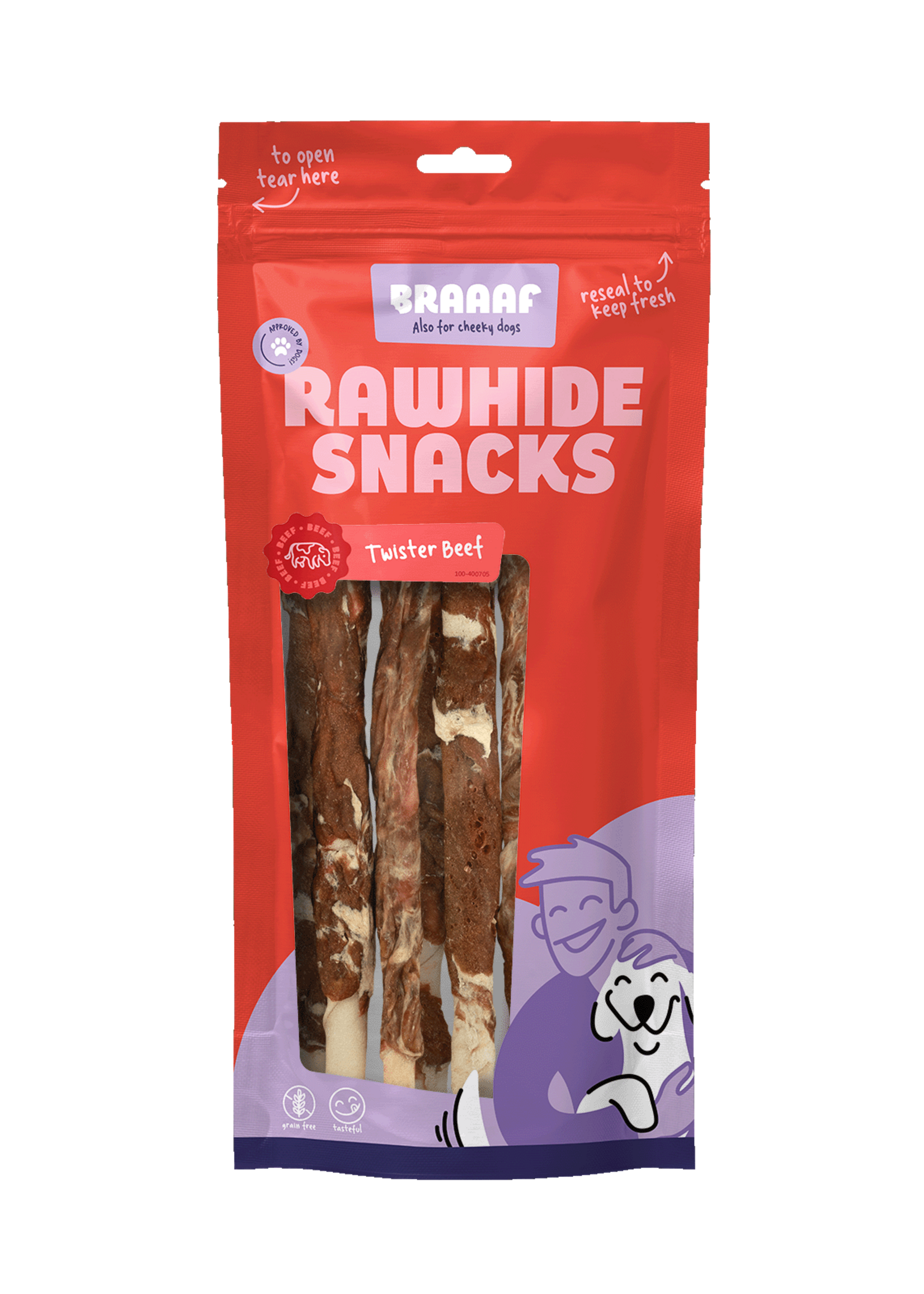 Braaaf Braaaf Rawhide Twister Rund & Vis (6 st.) - 21 cm