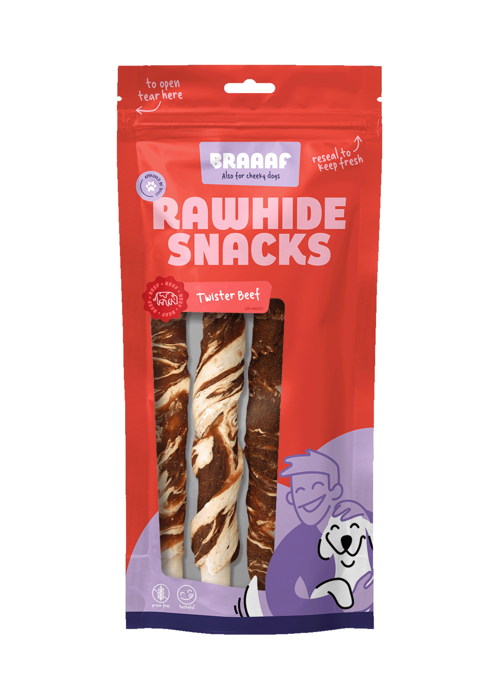 Braaaf Braaaf Rawhide Twister Rund & Vis (3 st.) - 21 cm