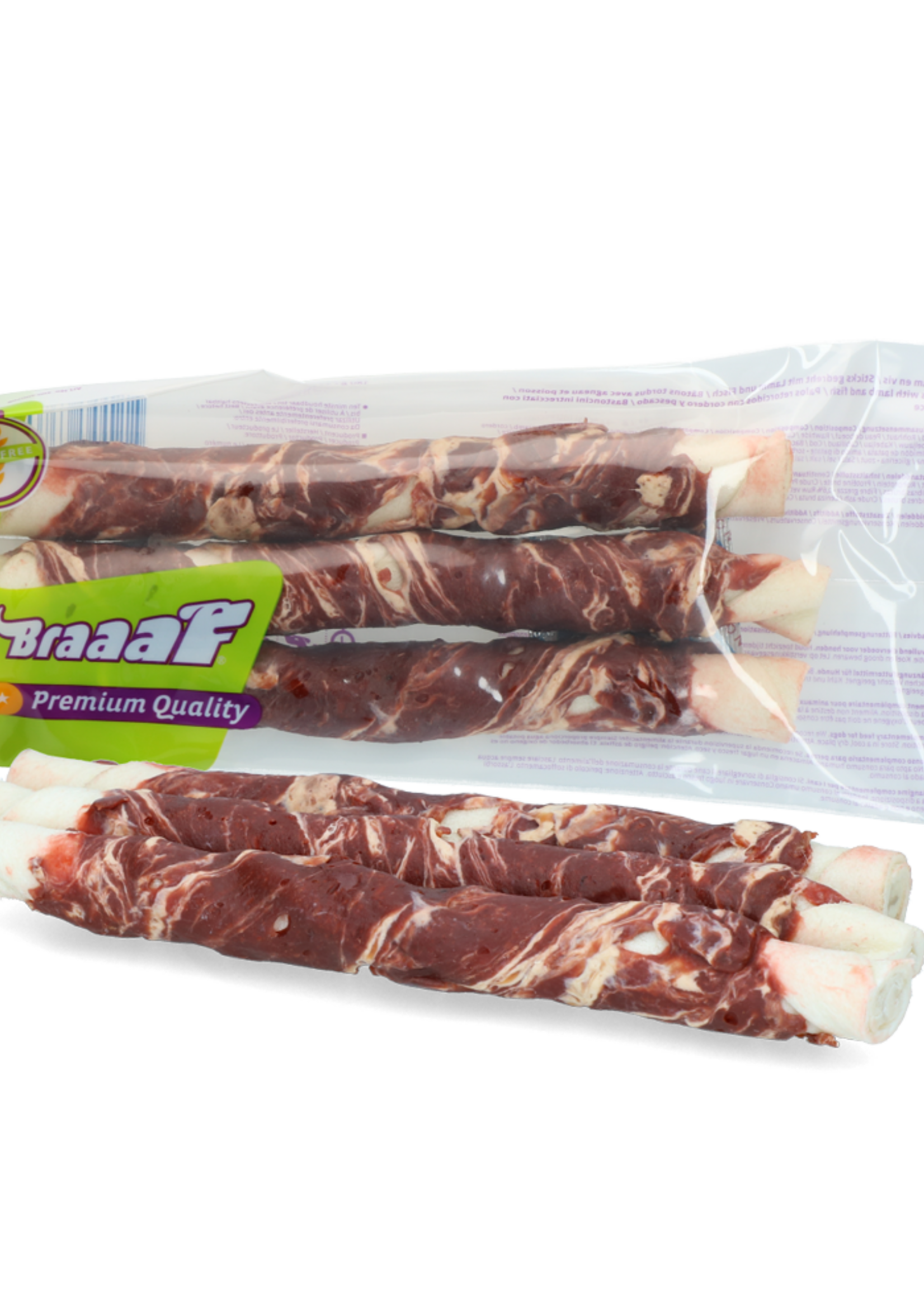 Braaaf Braaaf Rawhide Twister Lam & Vis (3 st.) - 21 cm