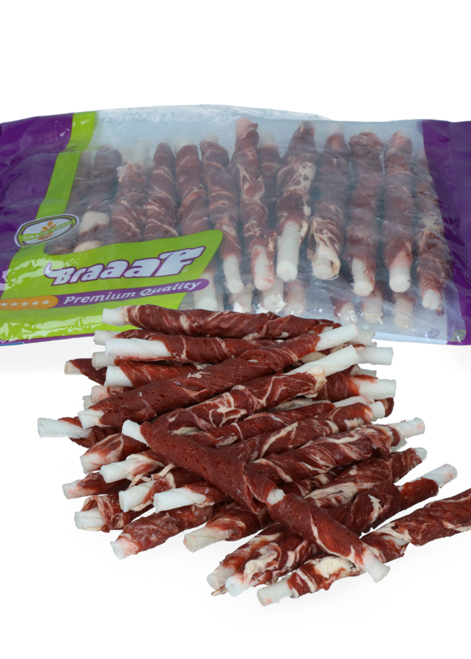 Braaaf Braaaf Rawhide Roll Sticks Rund & Vis - 25 st.