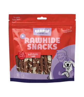 Braaaf Braaaf Rawhide Roll Sticks Lam & Vis - 25 st.