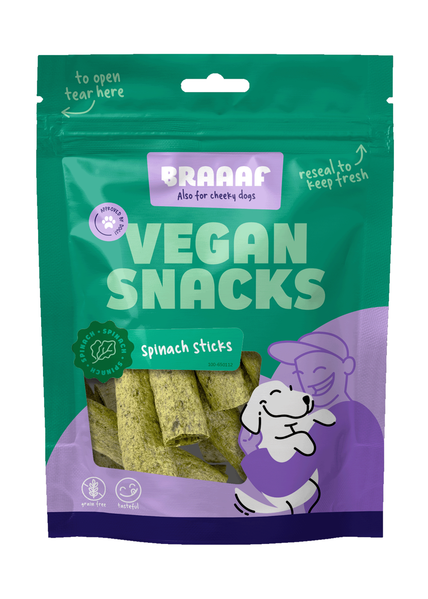 Braaaf Braaaf Vegan Snack Spinazie Stick - 6 cm