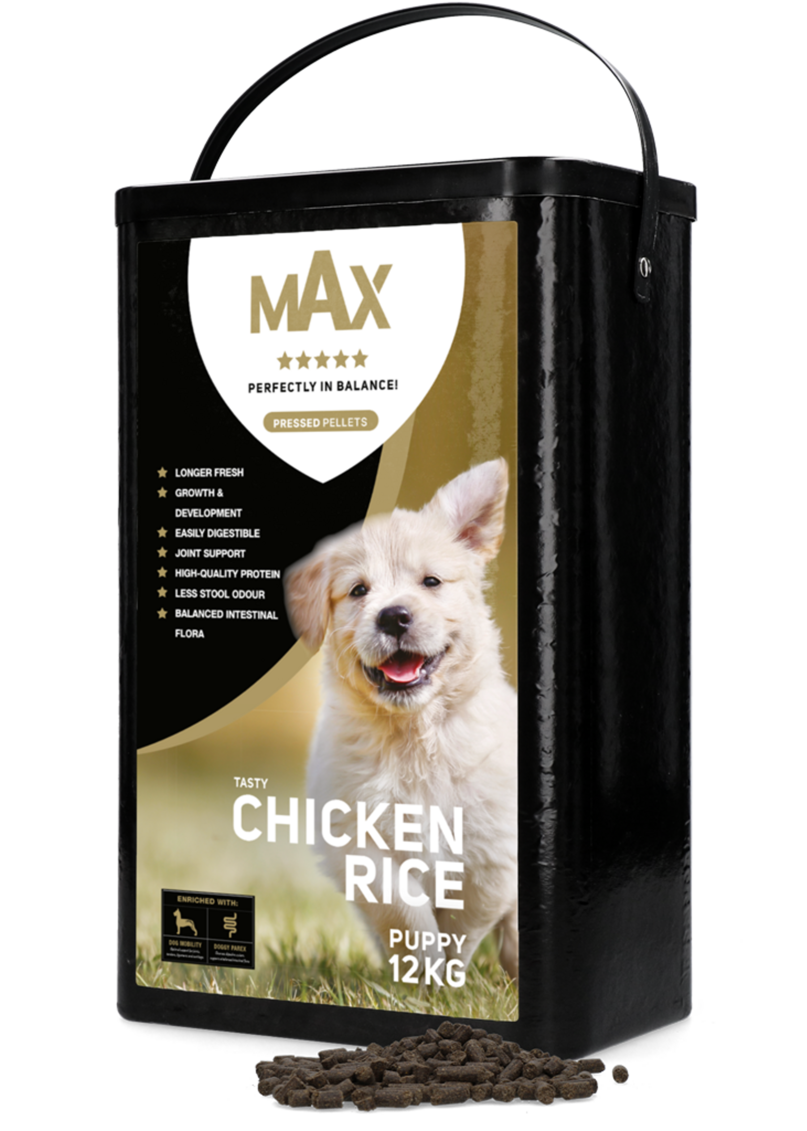 Max Max Puppy Geperste Brokken Kip & Rijst 12 kg