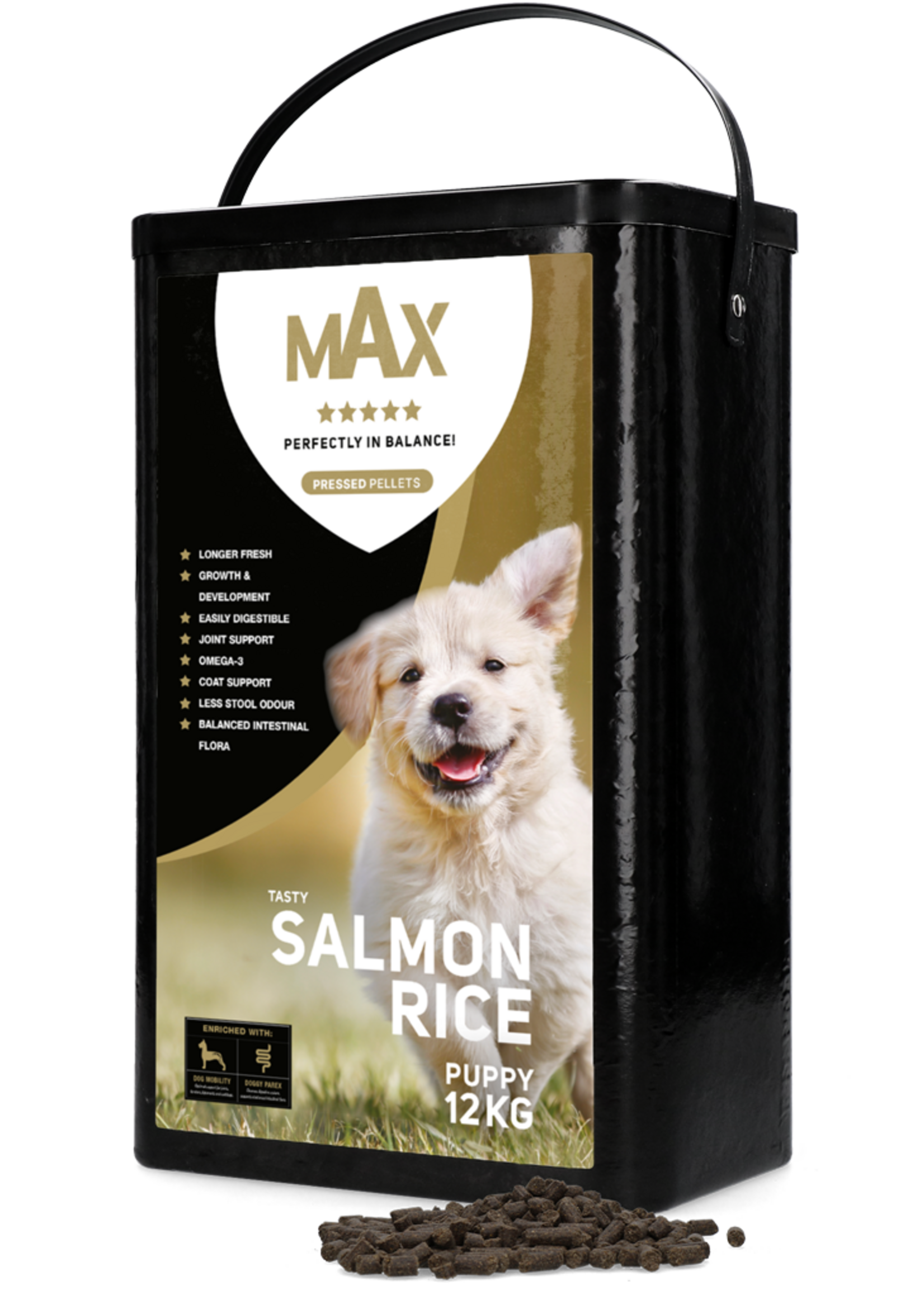 Max Max Puppy Geperste Brokken Zalm & Rijst 12 kg