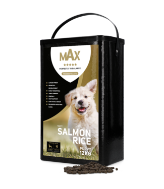 Max Max Puppy Geperste Brokken Zalm & Rijst 12 kg