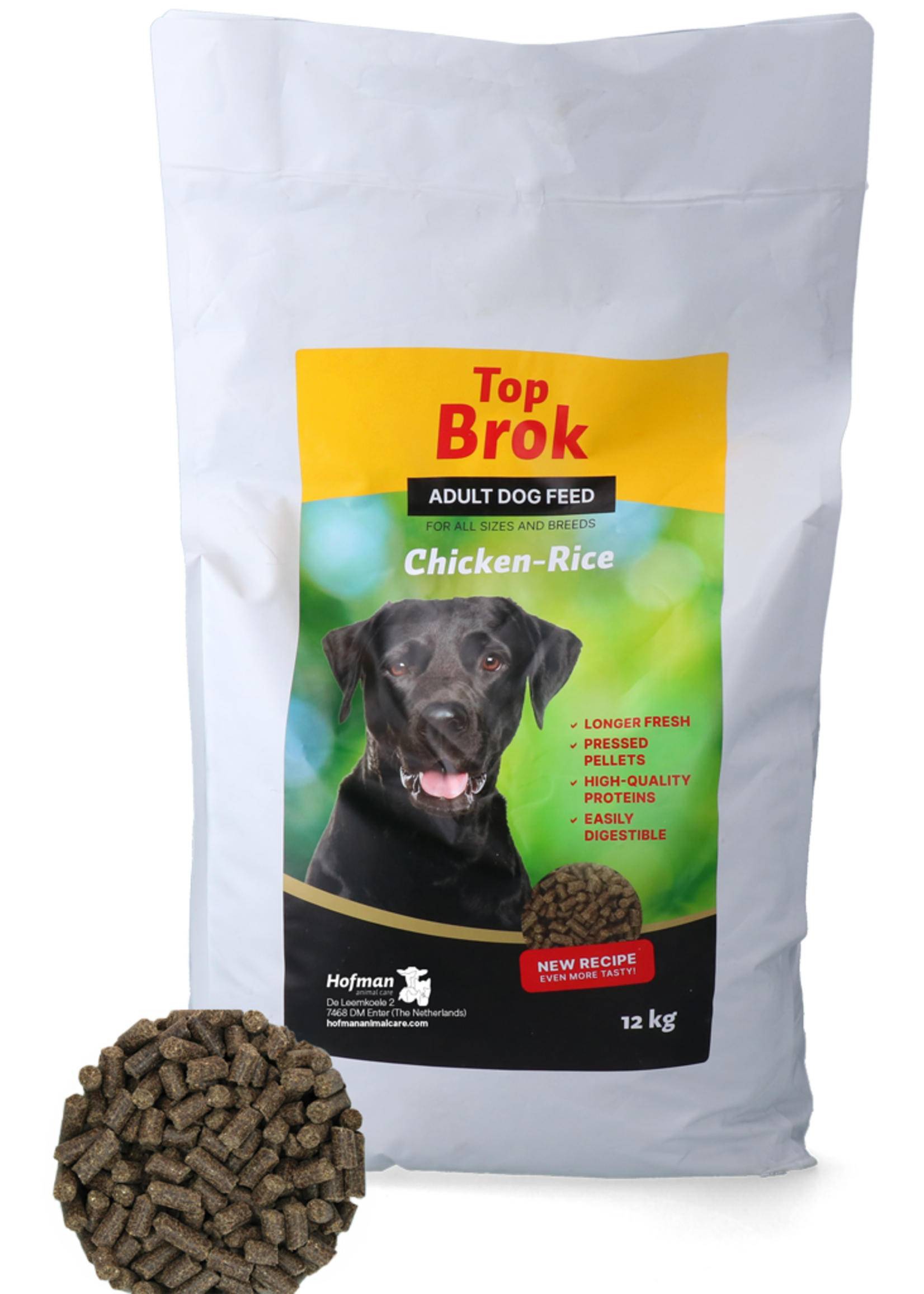 Topbrok Topbrok Hond Geperste Brokken Kip & Rijst 12 kg