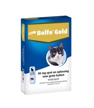 Elanco Bolfo Gold Vlooiendruppels Kat - Vanaf 4 kg - 80 mg 2 pipetten
