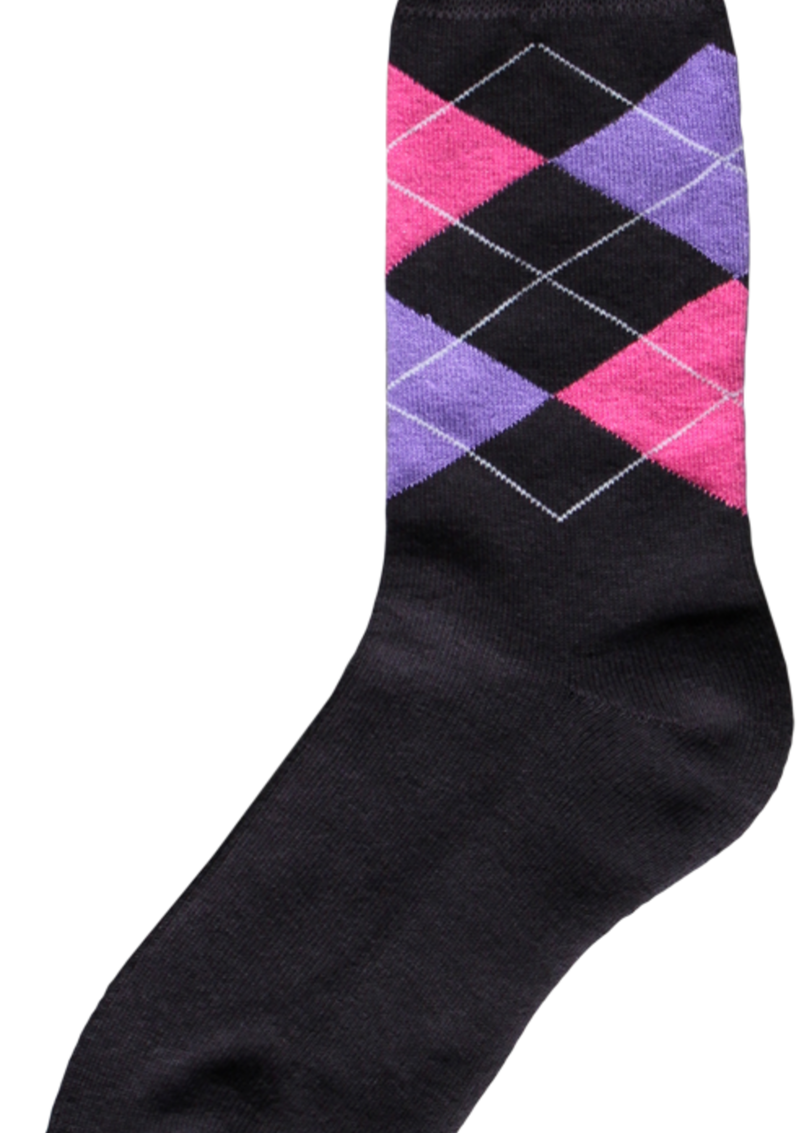 Merkloos Ruitersok d.grijs/roze/paars 43-46