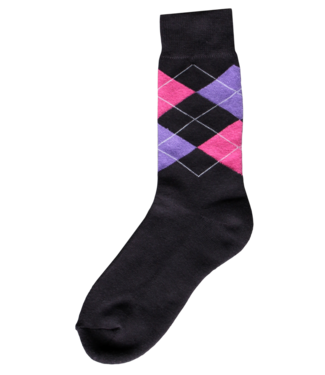 Merkloos Ruitersok d.grijs/roze/paars 43-46