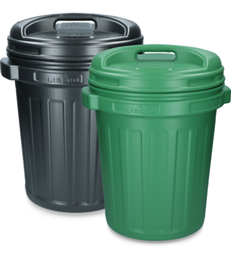 Merkloos Voerton met draaisluiting 40 liter Black Groen